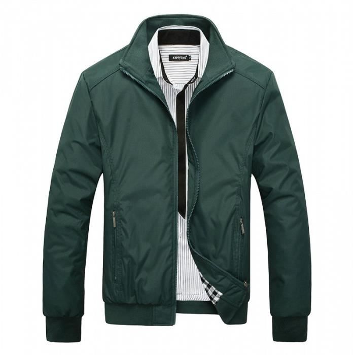 GOGUQ Blouson Homme Casual Col Stand Veste Hommes 3XL Mo noir