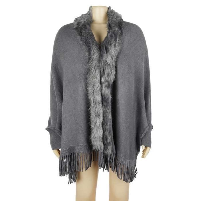 Manteau style cape à châle - gris