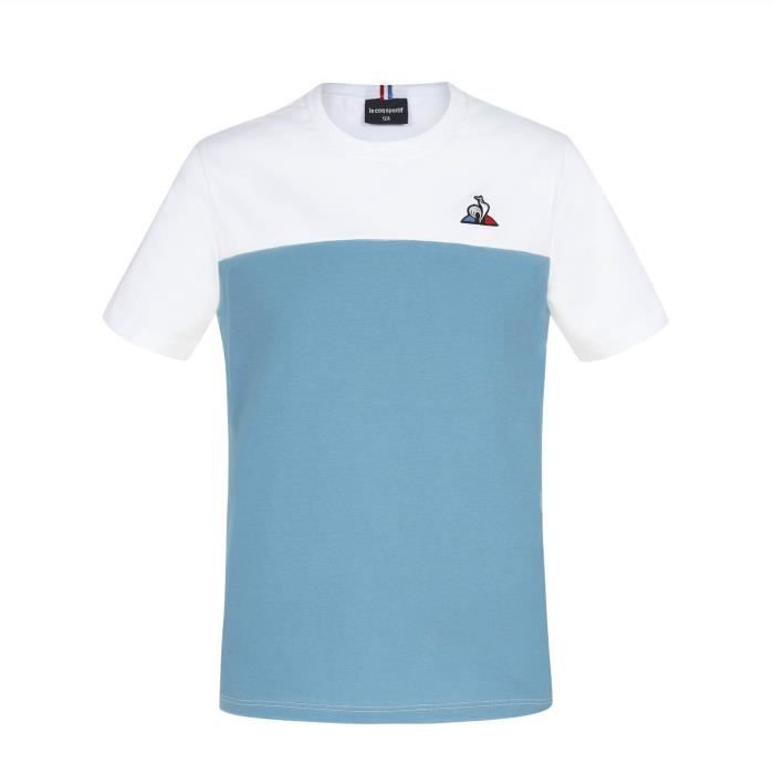 T shirt Le Coq Sportif Bat blanc bleu enfant Bleu Cdiscount Pret a Porter