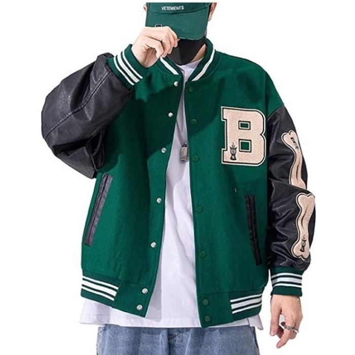 Veste de Baseball Homme Manteau Varsity Jacket Blouson Homme & Femme  College Jacket Veste de Couple Unisexe Hip Hop Veste，Mode