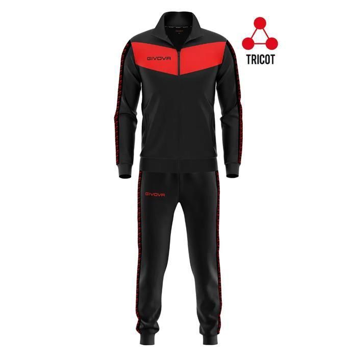 Survêtement Givova Visa - Noir/Rouge - Homme - Football - Manches longues
