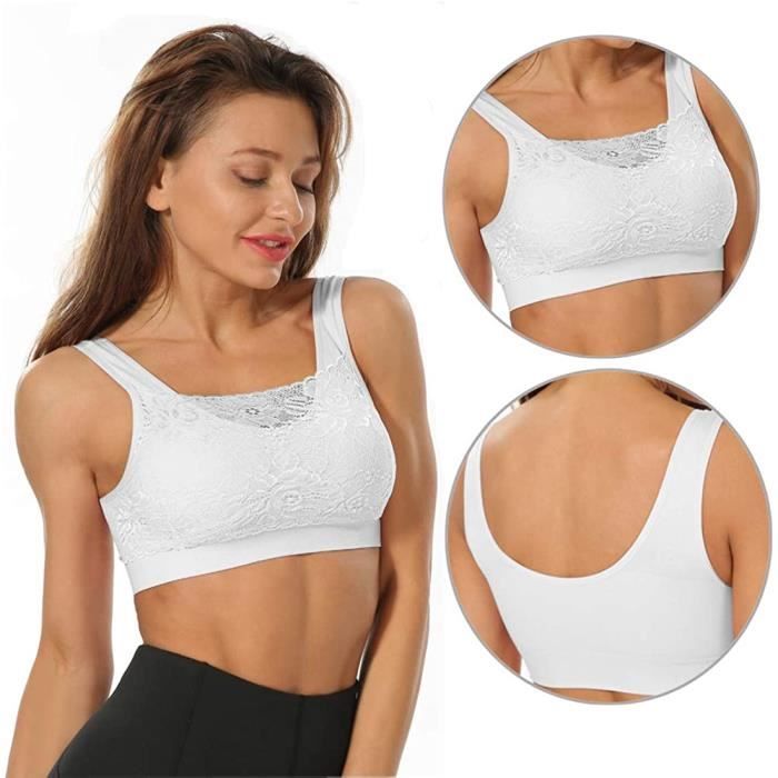 Leversic Brassiere Sport Femme Soutien Gorge Sport Col en V Brassiere da Sport Rembourree Femme Brassiere Femme sans Armature pour Sport Fitness Jogging Vert L