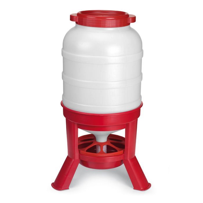 Gaun Tour d’alimentation pour volailles 40 litres trémie rouge sur pattes