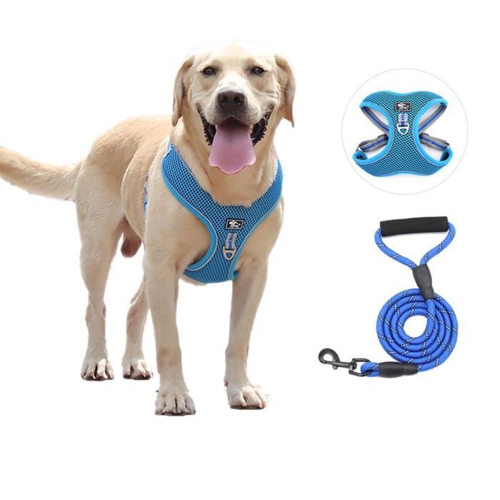 Comparer les prix de PAWZ ROAD Haute Qualite Harnais Pour Grande Chien Réfléchissant et Respirant Harnais et Laisse Set