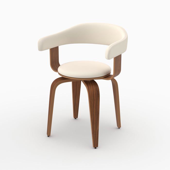 Chaise avec accoudoirs en cuir synthétique blanc - Harold - Maison Pavane