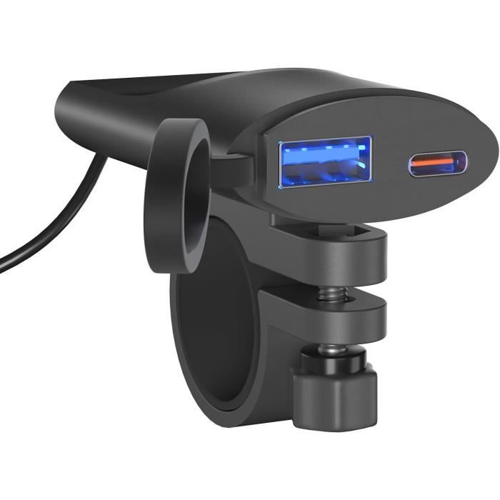 Allume-cigare USB Chargeur Rapide Avec Interrupteur ON/OFF 12V/24V Pour Voiture/moto - Noir