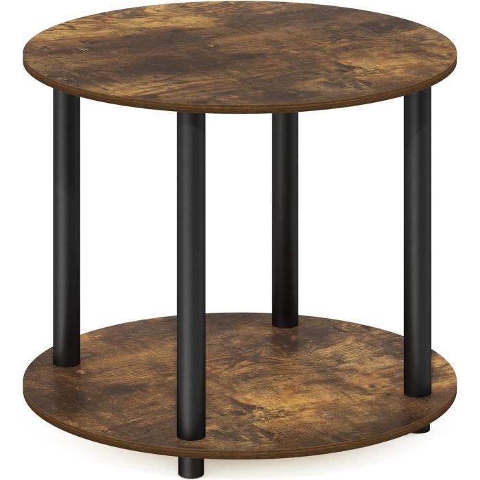 Table D'Appoint Canapé 3 Niveaux Furinno Turn-N-Tube - Pin Ambré/Noir - Facile à Monter