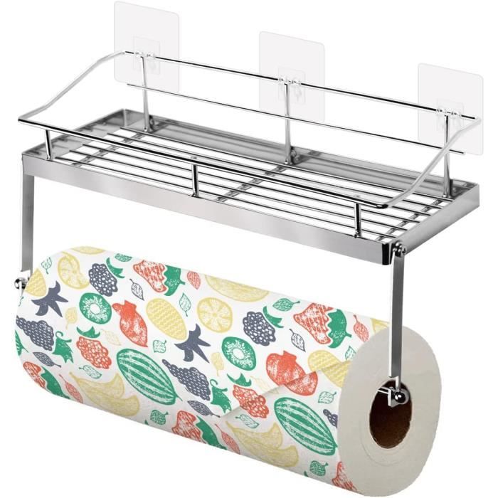 Porte-essuie-tout Mural, 33,5 Cm, Autocollant Ou Perçable, Porte-essuie