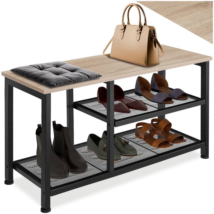 Meuble à chaussures - TECTAKE - Étagère à chaussures TAUNTON en bois MDF 80 x 30 x 455 cm - Bois clair/Chêne sonoma