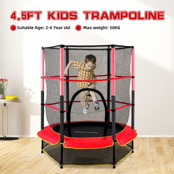 Trampoline Enfant de Jardin Charge MAX 80kg Ø 140cm avec Filet de