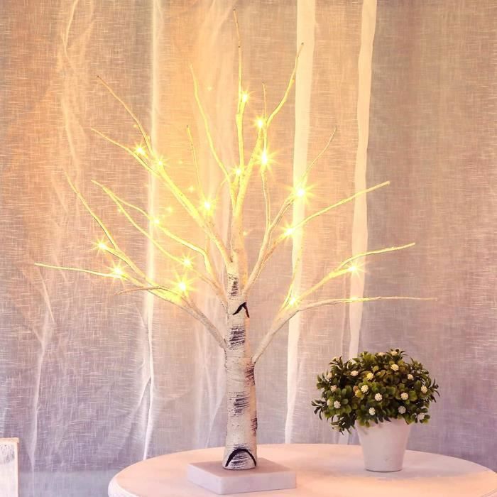Lampe de table en forme darbre de 45 cm avec 18 LED blanches chaudes - À piles - Pour la maison une fête un mariage Pâques