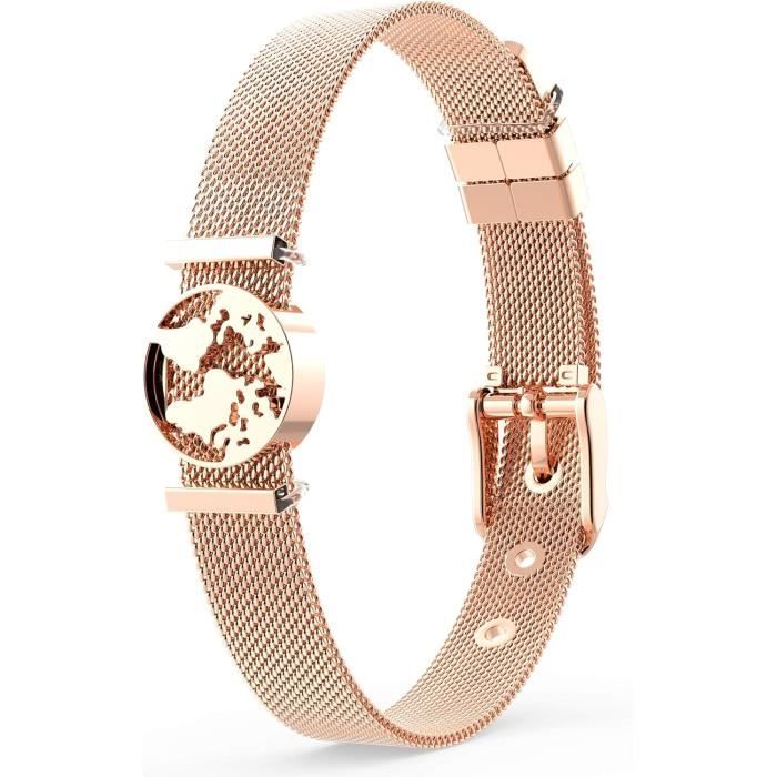 Bracelet Manchette Ovale Carré Avec CZ - Acier Inoxydable Plaqué Or - Pour Femme