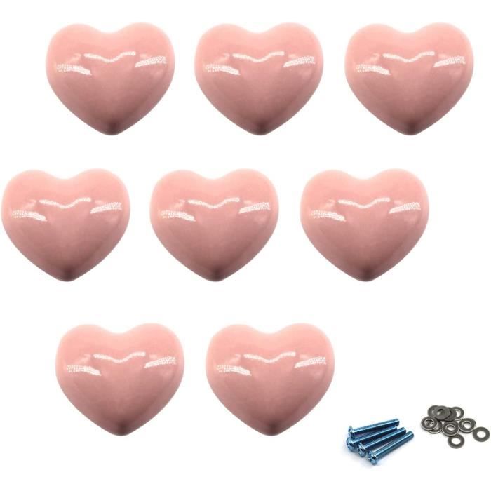 Lot De 8 Boutons De Porte En Céramique Rose Vintage – Poignées Charmantes Pour Meubles, Tiroirs Et Armoires