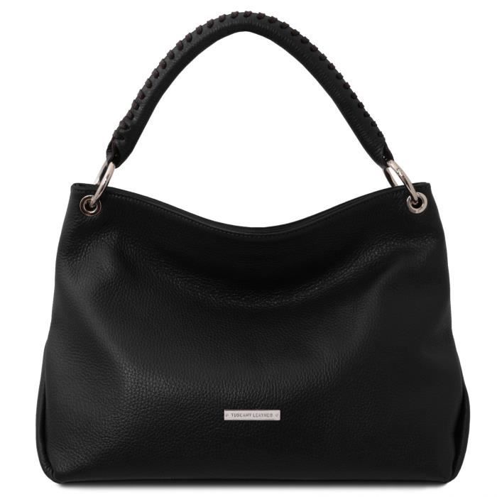 tuscany leather - tl bag - sac à main en cuir souple - noir (tl142087)