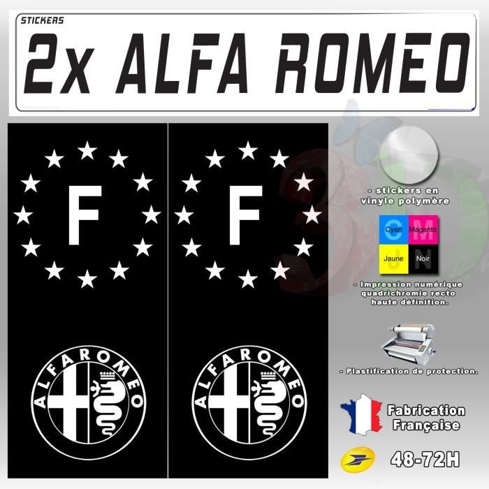 2x Stickers Plaques D'immatriculation Fond Noir Alfa Romeo 2 110x45mm Personnali
