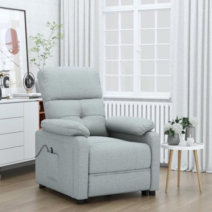 Fauteuil Inclinable Électrique VidaXL - Dossier Et Repose-Pieds Réglables, Tissu Noir, Cadre Bois Et Métal Pour Salon