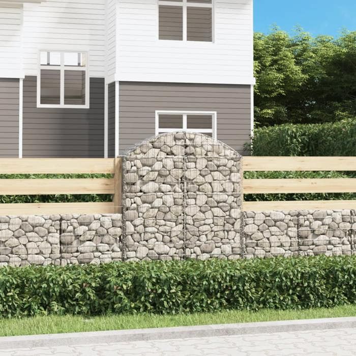 vidaXL Panier de Gabions Arqué Cage à Gabion Mur de Gabion Panier à Pierre Gabion pour Pierre Jardin Patio Extérieur 153426 - vue 2