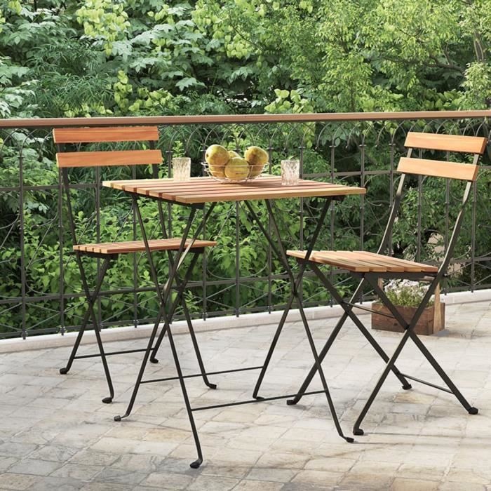 vidaXL Table de bistro pliante bois de teck