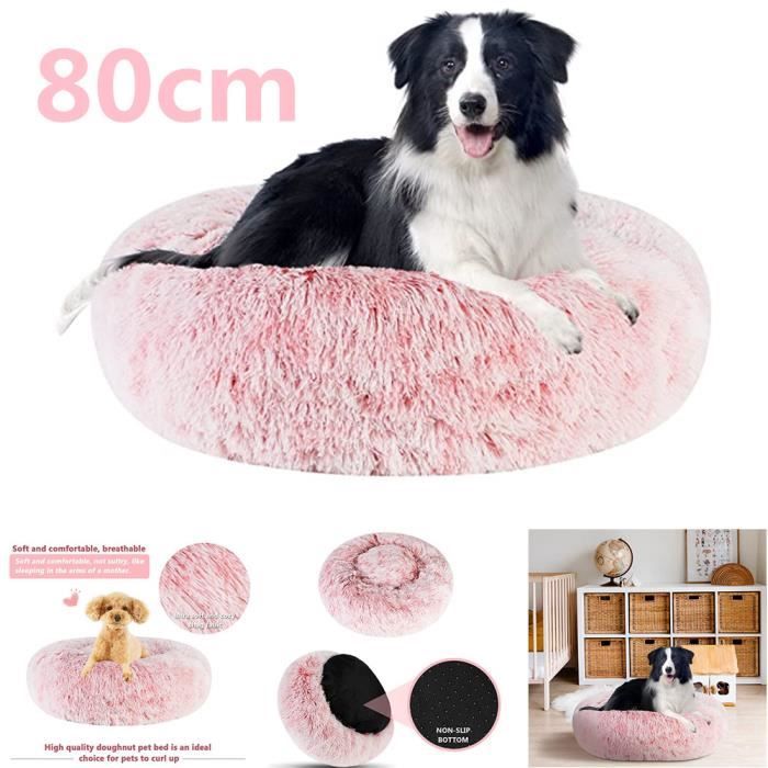 XJYDNCG 80*80CM - Lit Rond Extra Large Pour Chats Et Chiens Extra Lavable Avec Coussin - Rose