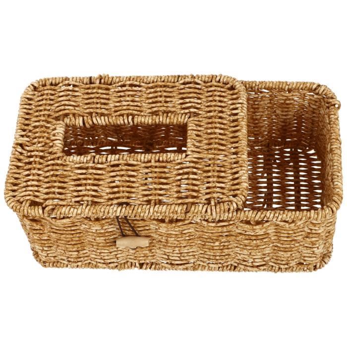 Panier De Rangement En Osier Synthétique Pour Papier Toilette, Avec Couvercle, Idéal Pour Salle De Bain Ou Placard
