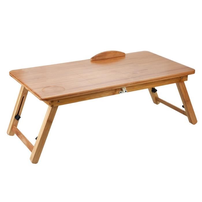 Petit Ordinateur Portable Plateau Lit Bambou Pliable - Table Petit-déjeuner 63cm Ordinateur Table Petit-déjeuner Lit