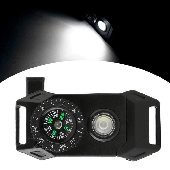 7 en 1 Sifflet de survie durgence thermomtre LED boussolesifflet multifonction pour la