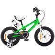 Vélo enfant BMX ROYALBABY Freestyle Vert 18 pouces - Roues d'entraînement et bouteille d'eau offertes-1