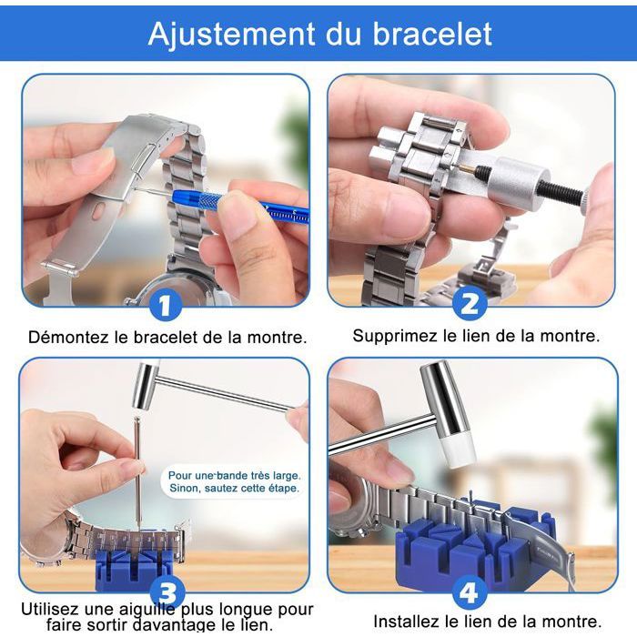 Kit Outils Réparation Montre - Tournevis, Pinces, Extracteur Bracelet, 132 Pièces, Pour Changement Pile - 7