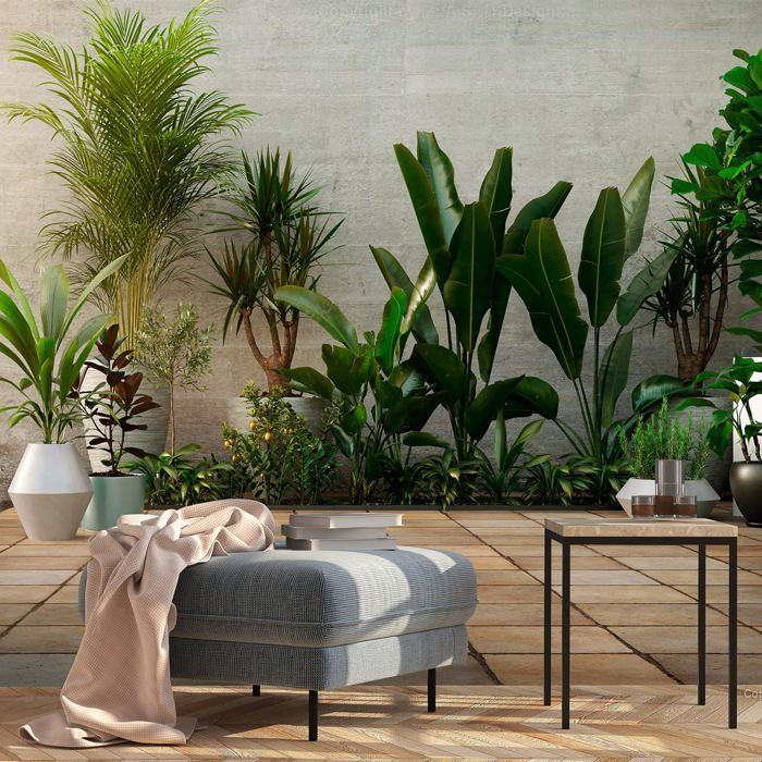 Papier Peint Panoramique Plantes 350x256 cm - Décoration murale moderne ...