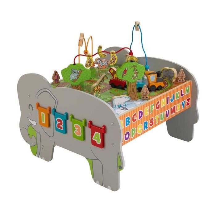 Table De Jeux Decouverte En Bois Avec Boulier Train Labyrinthe Deluxe Cdiscount Jeux Jouets