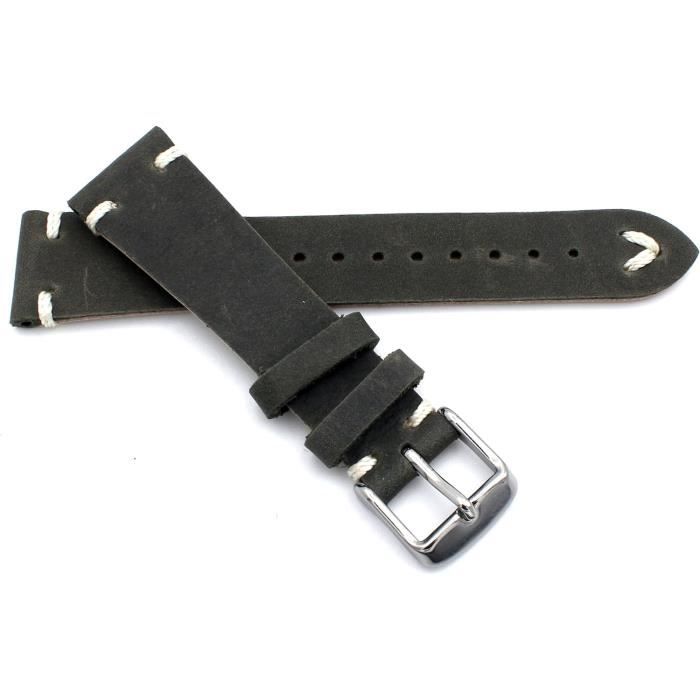Bracelet de montre Cuir Noir Entrecorne 18 mm