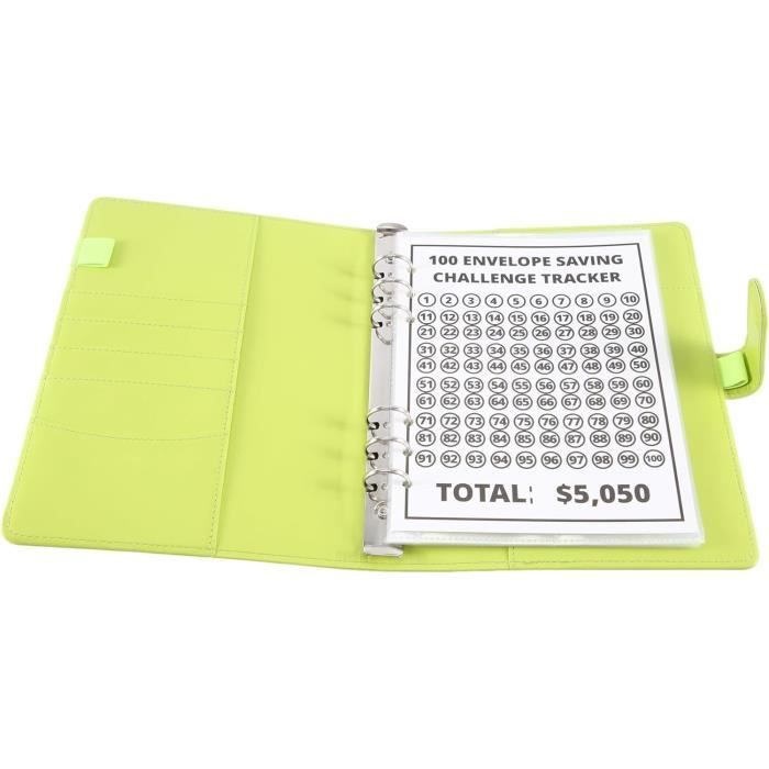 Classeur Budget 100 Enveloppes - Planificateur Épargne A5 Cuir PU Rose - Défi Économies Familial