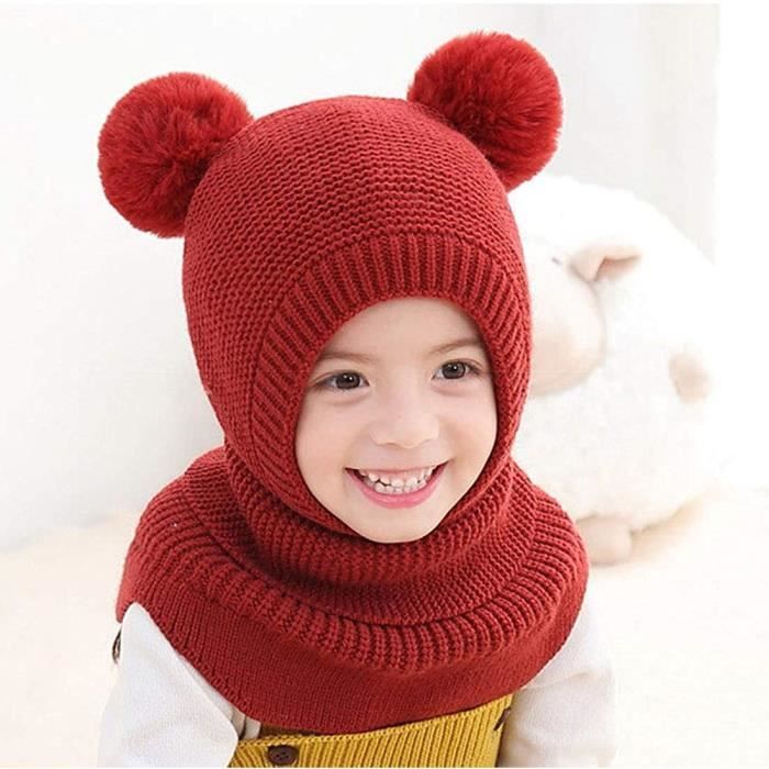 Ensemble Bonnet, Écharpe & Gants Enfant 2-6 Ans - Hiver Tricot Avec Pompon, Doublure Polaire | Cadeau Noël