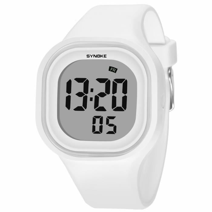 Montre enfant garcon fille Sport etanche numerique bracelet blanc