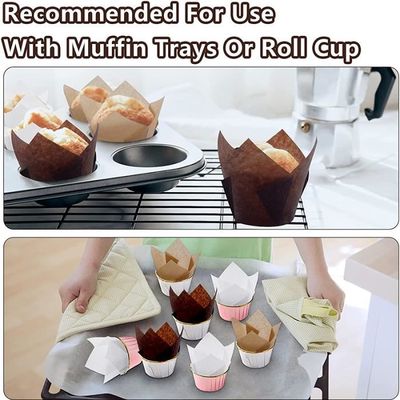 Lot De 50 Caissettes En Papier Pour Cupcakes/muffins - Forme Tulipe, Naturel, Résistant Au Four