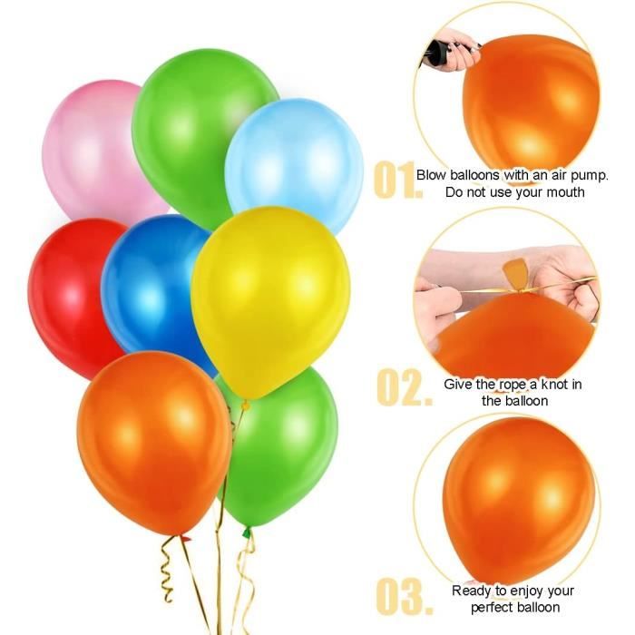 100 Pièces Ballons en Latex Colorés, 10 Pouces Ensemble de ballons
