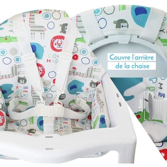 Monsieur Bébé ® Housse d'assise pour chaise haute enfant gamme Délice Norme NF EN14988 5 coloris