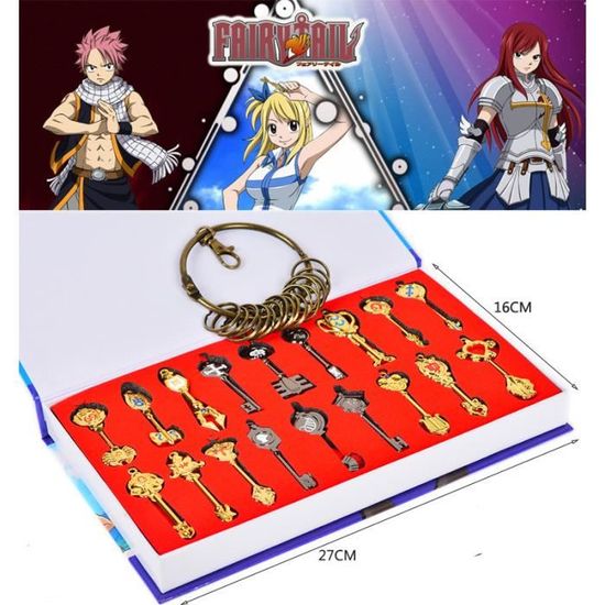 18 Pcs Lot Fairy Tail Lucy Cosplay Cle Keychain Echelle Signe De La Cle D Or Du Zodiaque Avec Boucle De Collier Cdiscount Bagagerie Maroquinerie