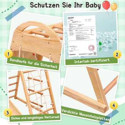 WoodandHearts Parcours Motricité Bébé, Fabriqué En Europe, Toboggan Interieur Enfant, Jeux En Bois Bebe 1 An, Cadeau Bebe 1 An