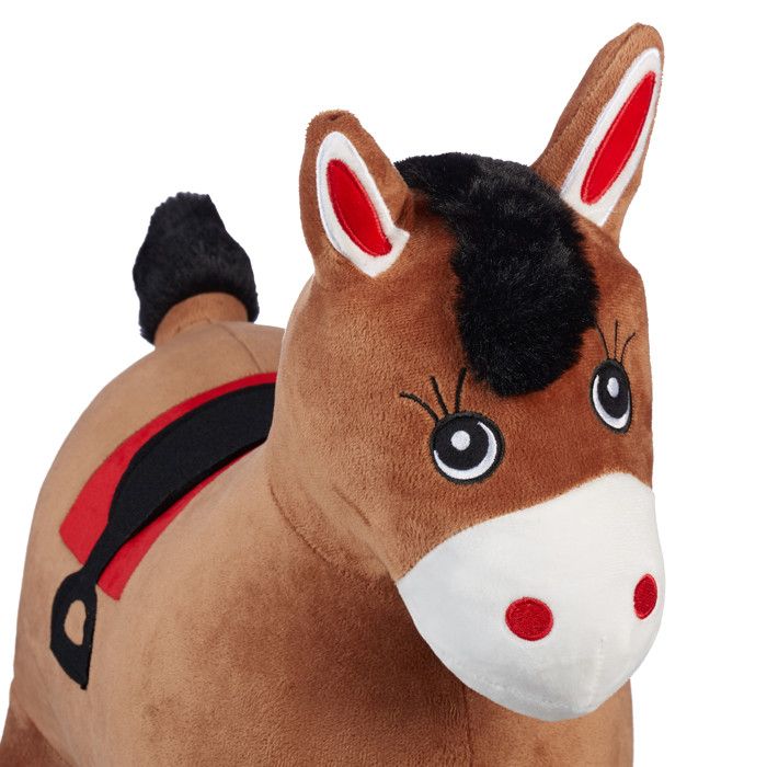Cheval Sauteur Relaxdays – Gonflable – Sans BPA – 50 Kg Max – Pompe Incluse – Dès 3 Ans – Marron Clair