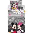 Mickey & Minnie à Rome Parure de lit 100% Coton - Housse de Couette + Taie d'oreiller-0