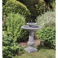 Fontaine solaire bain d'oiseau 2 niveaux Chatsworth - SMART SOLAR - Gris - Aspect pierre ancienne - Autonome-0