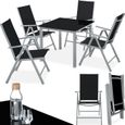 TECTAKE Ensemble chaises de salle à manger STABIA avec Cadre en aluminium pour 4 personnes Résistant aux intempéries - Gris/Argent-0
