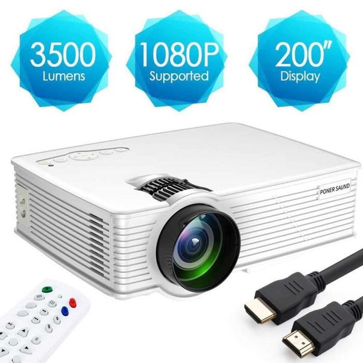 GP9 2000 lumens LED Projetor Full HD 1080 P Portable USB cinéma Home ...