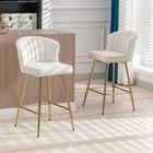 WAHSON OFFICE CHAIRS Wahson Tabouret de Bar Lot de 2 Chaise de Bar Moderne, Tabouret avec Pied Plaquée Or, Chaise Haute pour Cuisine, Velours, Beige