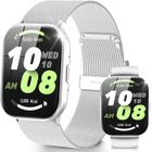 RAYOFI Montre Connectée Femme Homme-Appel Bluetooth-2.01"HD Smartwatch-Sport Etanche-Conception à double sangle-150+Modes Sportifs-argent