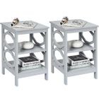 COSTWAY Lot de 2 Table de Chevet à 3 Niveaux, Table d'Appoint Simple et Contemporain, pour Chambre, Salon 40 x 40 x 61 cm, Gris
