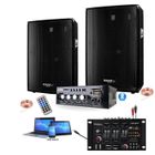 Pack Sono 600W Bluetooth - Ampli + 2 Enceintes 300W + Câbles