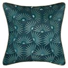 Housse de coussin imprimée "Feel" - velours - bleu canard et doré - 40x40 cm - Bleu canard - Atmosphera createur d'interieur