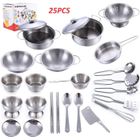 XICHAO 25pcs Dînette Enfant Ustensiles de Cuisine Jouet en Acier Inoxydable Robuste